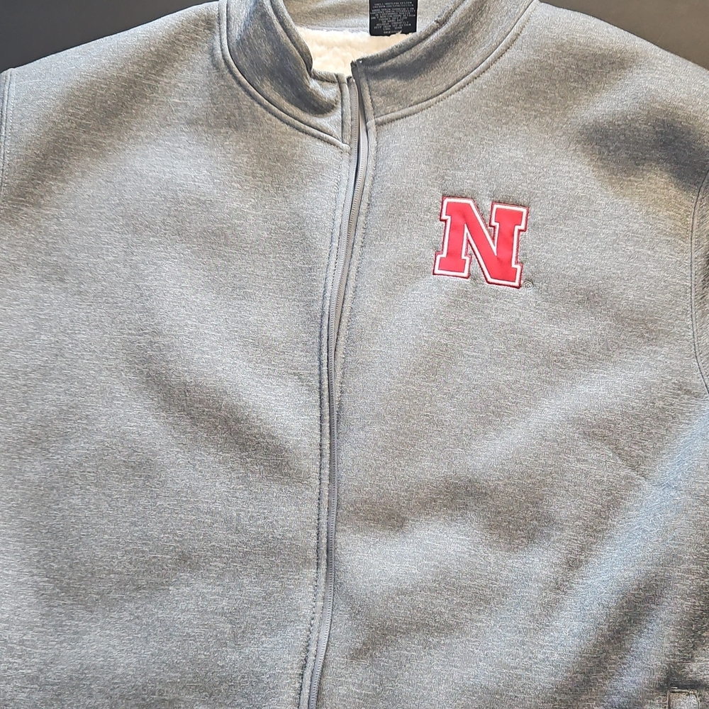 Gray Bomber Jacket With Red Logo - image 1